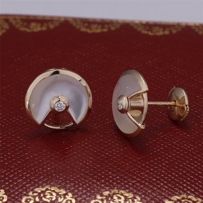 白い真珠母のXsモデル イエロー・ゴールドAmulette De Earrings Stud