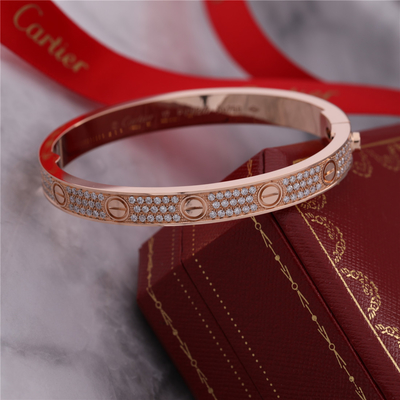 完全なダイヤモンド愛腕輪の18Kピンクの金でダイヤモンド舗装される古典的な宝石類愛ブレスレットの完全