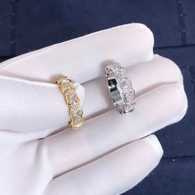 品質  Factory Make BVLGARI Serpenti Viper Ring 18k Gold And Real Diamonds Rose Gold 工場