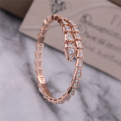 品質  Luxury Closet Rose Gold Bracelet Serpenti Viper one-coil full diamond Snake Bangle 353792 工場