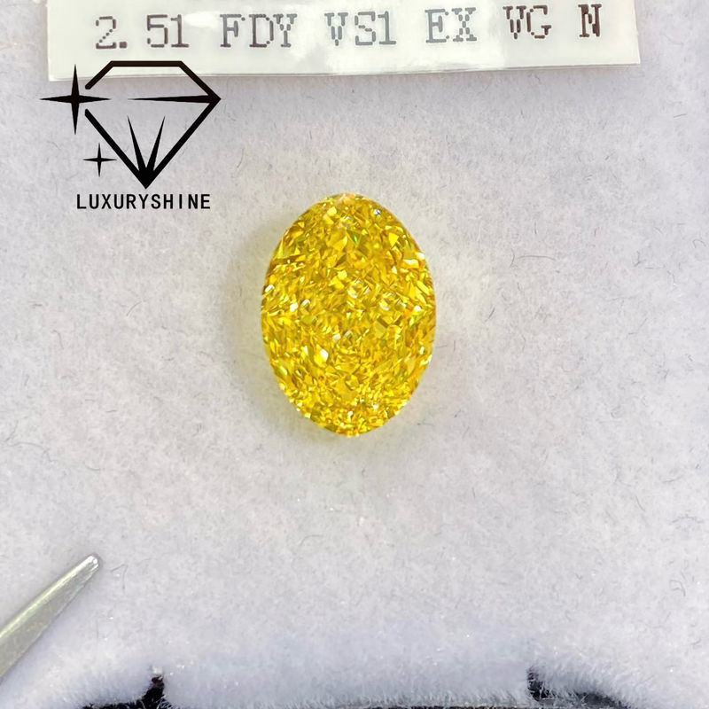 品質 ルックスシャイン VVS-VS ファンシーイエロー/ライトイエロー/ファンシーインテント/鮮明イエロー ラボ栽培ダイヤモンド 1CT 2CT 3CT 4CT 5CT オーバル 証明書とカスタマイズされた宝石と優れたカット 工場