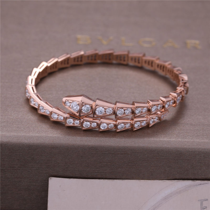 品質 贅沢な戸棚のローズの金のブレスレットのSerpentiの毒蛇の1コイルの完全なダイヤモンドのヘビの腕輪353792 工場