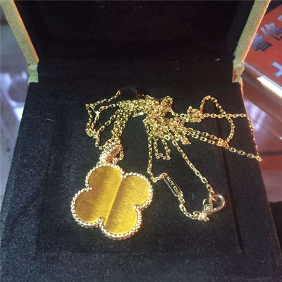 品質 花の形の1つのモチーフの虎眼石18Kの金のネックレスVCARO49L00の黄色色 工場