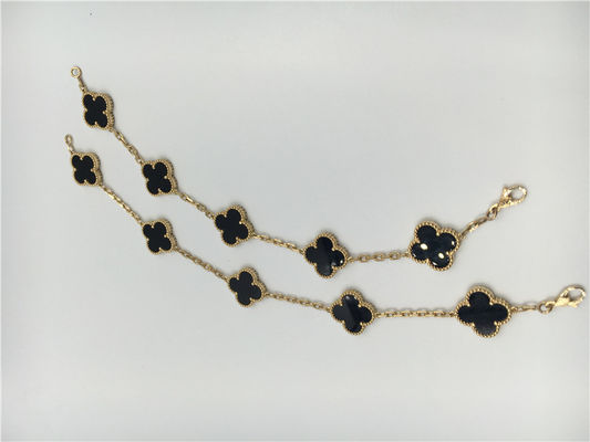 品質 5つのモチーフのオニックスが付いているVintageヴァンCleef Flowerのブレスレット、18k金の魅力のブレスレット 工場