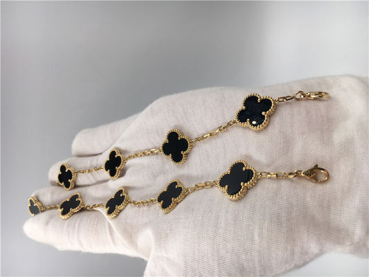 品質 5つのモチーフのオニックスが付いているVintageヴァンCleef Flowerのブレスレット、18k金の魅力のブレスレット 工場