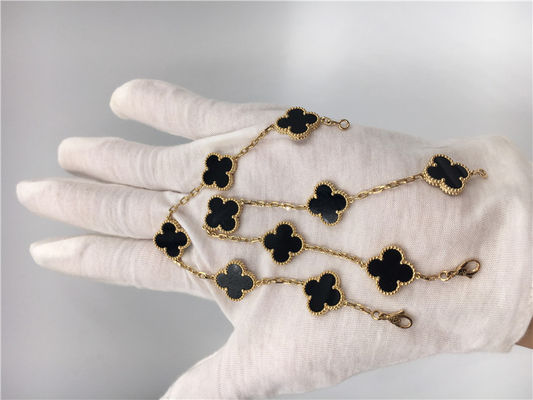 品質 オニックスとハンドメイド女性の型のアルハンブラ18Kの金の宝石類ダイヤモンド無し 工場