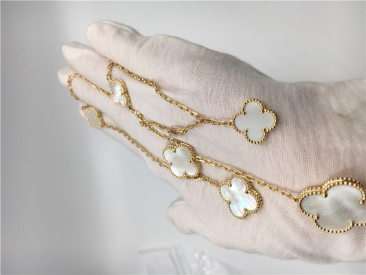 品質 白い真珠色のヴァンCleef Arpels魔法のアルハンブラのネックレス18kのイエロー・ゴールド 工場
