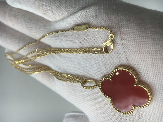 品質 赤い花の形のLongVan Cleef Arpels 18Kの金のネックレス ダイヤモンド無し 工場