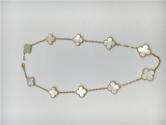 品質 白い真珠色のヴァンCleef Arpelsアルハンブラのネックレス18kのイエロー・ゴールド 工場