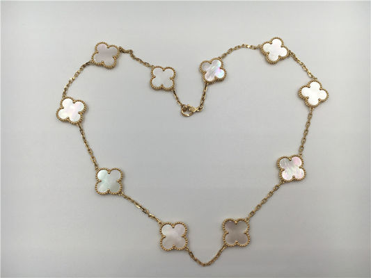品質 白い真珠色のヴァンCleef Arpelsアルハンブラのネックレス18kのイエロー・ゴールド 工場