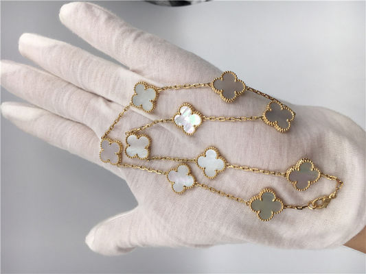 品質 白い真珠色のヴァンCleef Arpelsアルハンブラのネックレス18kのイエロー・ゴールド 工場