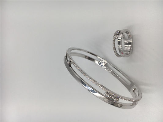 品質 形の移動ダイヤモンドのブレスレット、女性18kホワイト ゴールドの腕輪のブレスレットにサドルを置いて下さい 工場