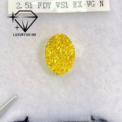 品質 ルックスシャイン VVS-VS ファンシーイエロー/ライトイエロー/ファンシーインテント/鮮明イエロー ラボ栽培ダイヤモンド 1CT 2CT 3CT 4CT 5CT オーバル 証明書とカスタマイズされた宝石と優れたカット 工場