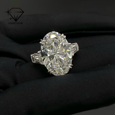 Luxuryshine オーバルカット VVS/VS ラボグロウンダイヤモンド 10CT ソリティアリング 18K ソリッドゴールド カスタムジュエリー IGI 鑑定書付き