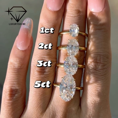 ルックスシャイン オーバルカット VVS2/VS1 ラボ成長ダイヤモンド 1-5CT ソリテアリング 18K マシッドゴールド オーダーメイド 宝石 IGI証明書