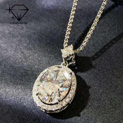 18Kゴールドオーバルラボグロウンダイヤモンドペンダント VVS1-VS1 0.3-3.0ct