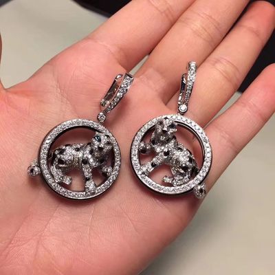 品質 ダイヤモンド18Kの金のイヤリングの宝石類のPanthèRe Deのホワイト ゴールドのエメラルドのヒスイのオニックス 工場