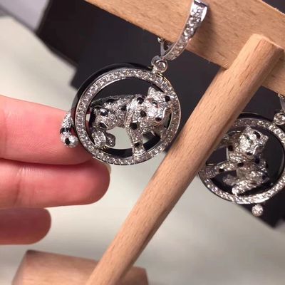 品質 ダイヤモンド18Kの金のイヤリングの宝石類のPanthèRe Deのホワイト ゴールドのエメラルドのヒスイのオニックス 工場