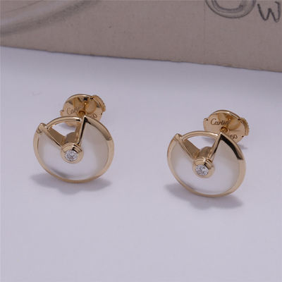品質 白い真珠母のXsモデル イエロー・ゴールドAmulette De Earrings Stud 工場
