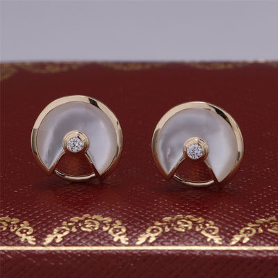 品質 白い真珠母のXsモデル イエロー・ゴールドAmulette De Earrings Stud 工場