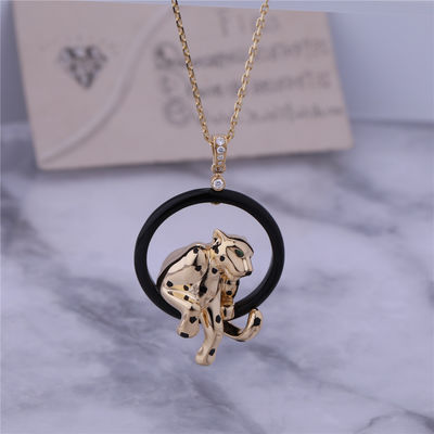 品質 PANTHEREE DE NECKLACEのイエロー・ゴールドの陶磁器のラッカーTSAVORITEガーネット ダイヤモンド 工場