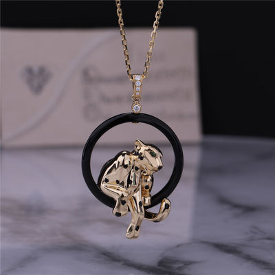 品質 PANTHEREE DE NECKLACEのイエロー・ゴールドの陶磁器のラッカーTSAVORITEガーネット ダイヤモンド 工場