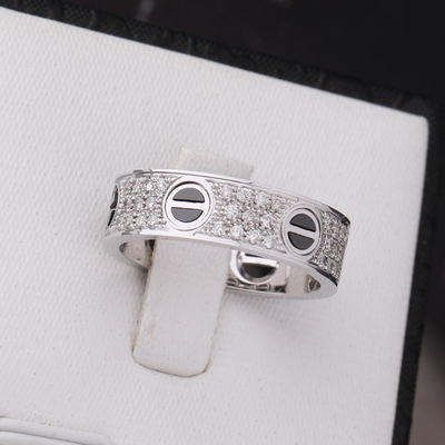 品質 古典的な愛リング完全なDIAMOND-PAVED陶磁器の白い18K金のダイヤモンド 工場