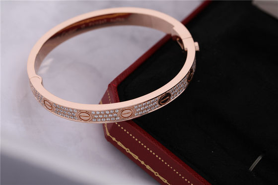 品質 完全なダイヤモンド愛腕輪の18Kピンクの金でダイヤモンド舗装される古典的な宝石類愛ブレスレットの完全 工場