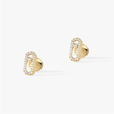 品質 女性のLuxury Jewelry 18Kのイエロー・ゴールド移動Unoのダイヤモンドのイヤリングのためのパリの贅沢な宝石類 工場