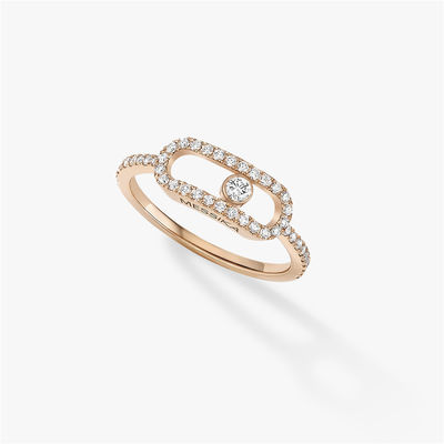品質 Luxury Jewelryの18Kピンクの金の優雅な約束の結婚式のダイヤモンド指輪移動Uno Paveeリング 工場
