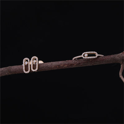 品質 Luxury Jewelryの18Kピンクの金の優雅な約束の結婚式のダイヤモンド指輪移動Uno Paveeリング 工場
