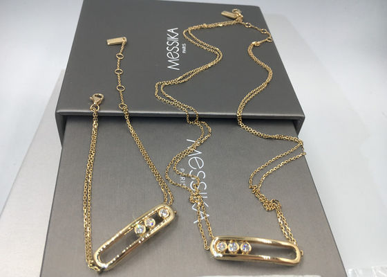 品質 ネックレスのパリ二重チェーンJewelry18Kのイエロー・ゴールド サドルの形の宝石用原石無し 工場